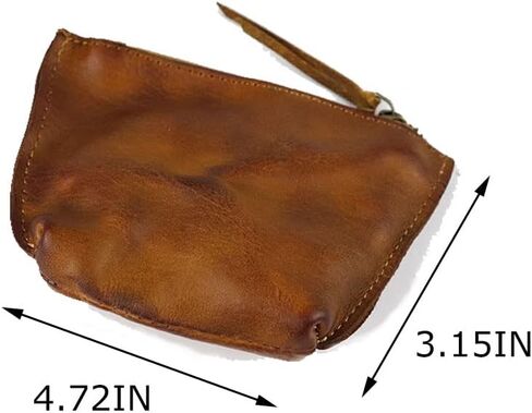 محفظة جلدية صغيرة من اكس اكس هونغ، محفظة للعملات المعدنية، حقيبة بطاقات، حقيبة مفاتيح، حقيبة جلدية بسحاب، محفظة عملات معدنية شخصية للرجال والنساء، بني، ريترو سيمبليسيتي, بني, ريترو سيمبليسيتي in Kuwait