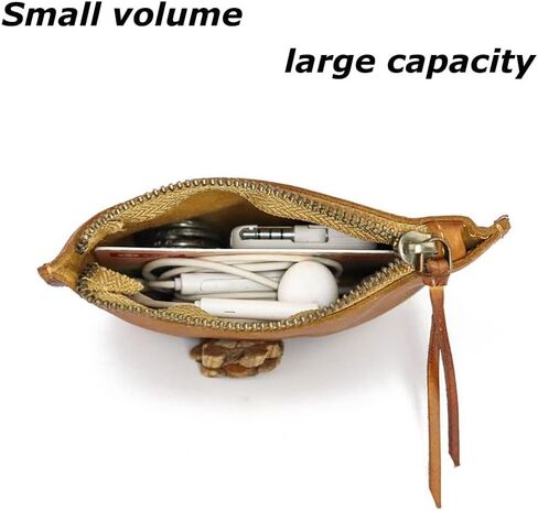 محفظة جلدية صغيرة من اكس اكس هونغ، محفظة للعملات المعدنية، حقيبة بطاقات، حقيبة مفاتيح، حقيبة جلدية بسحاب، محفظة عملات معدنية شخصية للرجال والنساء، بني، ريترو سيمبليسيتي, بني, ريترو سيمبليسيتي in Kuwait