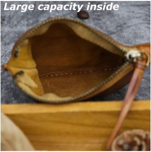 محفظة جلدية صغيرة من اكس اكس هونغ، محفظة للعملات المعدنية، حقيبة بطاقات، حقيبة مفاتيح، حقيبة جلدية بسحاب، محفظة عملات معدنية شخصية للرجال والنساء، بني، ريترو سيمبليسيتي, بني, ريترو سيمبليسيتي in Kuwait