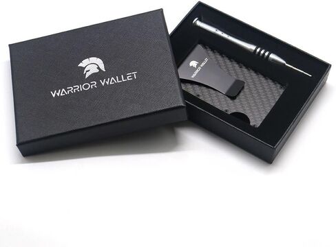 Warrior Wallet Minimalist Slim Wallet For Men - RFID Blocking Front Pocket Credit Card Holder - Aluminum Metal Small Mens Wallets with Cash Strap (Carbon Fiber) Minimalist Card in Saudi Arabia