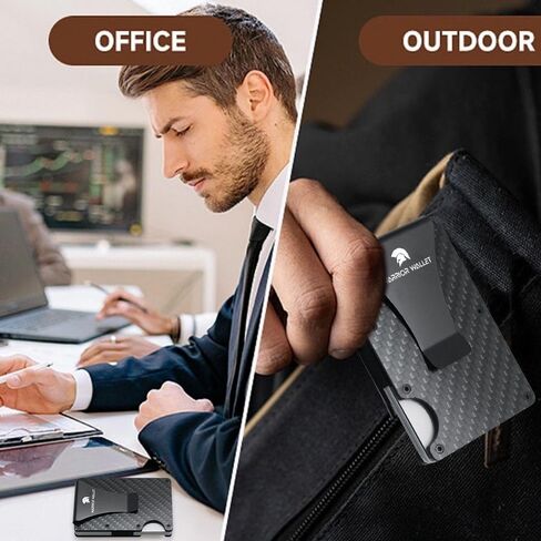 Warrior Wallet Minimalist Slim Wallet For Men - RFID Blocking Front Pocket Credit Card Holder - Aluminum Metal Small Mens Wallets with Cash Strap (Carbon Fiber) Minimalist Card in Saudi Arabia