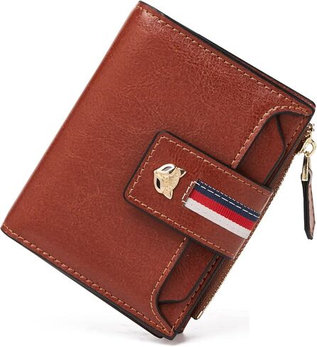 محافظ صغيرة من FOXLOVER للنساء، محفظة من جلد البقر للسيدات بسحاب لطيف مع نافذة لبطاقة الهوية وحاملي بطاقات الائتمان وصندوق هدايا التعبئة النسائية محافظ صغيرة ثنائية الطي (ذهبي) in Kuwait