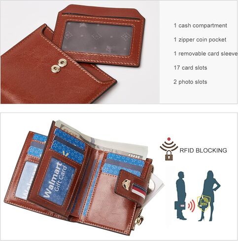 محافظ صغيرة من FOXLOVER للنساء، محفظة من جلد البقر للسيدات بسحاب لطيف مع نافذة لبطاقة الهوية وحاملي بطاقات الائتمان وصندوق هدايا التعبئة النسائية محافظ صغيرة ثنائية الطي (ذهبي) in Kuwait