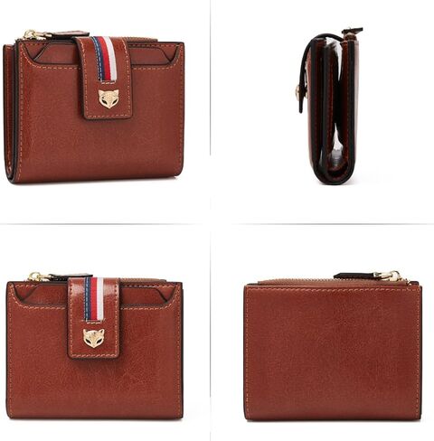 محافظ صغيرة من FOXLOVER للنساء، محفظة من جلد البقر للسيدات بسحاب لطيف مع نافذة لبطاقة الهوية وحاملي بطاقات الائتمان وصندوق هدايا التعبئة النسائية محافظ صغيرة ثنائية الطي (ذهبي) in Kuwait