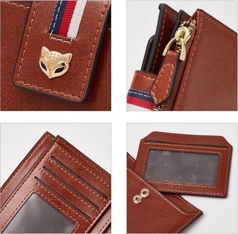 محافظ صغيرة من FOXLOVER للنساء، محفظة من جلد البقر للسيدات بسحاب لطيف مع نافذة لبطاقة الهوية وحاملي بطاقات الائتمان وصندوق هدايا التعبئة النسائية محافظ صغيرة ثنائية الطي (ذهبي) in Kuwait