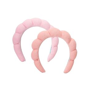 Bliss Women's Spa Headband - 2 Pack Microfiber Makeup Bubble Headband - Puffy Hair Band for Washing Face, Facials, Skincare, Shower, Lavender