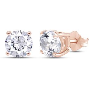 SAVEARTH DIAMONDS 10K Gold Post Round Cut (0.75 Ct To 3.00 Ct) Moissanite Lab Created Diamond 4-Prong Stud Earrings Sterling Silver Push Back Jewelry for Women