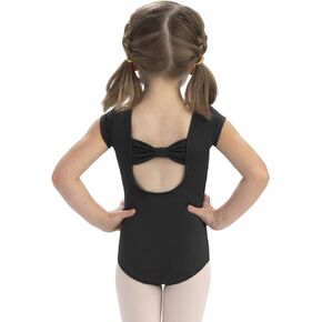 GK Stars Girls Black Bow Back Leotard Outfit for Dance, Ballet, and Gymnastics (Black, Child Extra Small)…