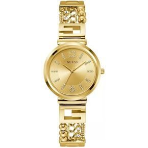 GUESS Ladies 32mm Watch - Gold Tone Bracelet Champagne Dial Gold Tone Case