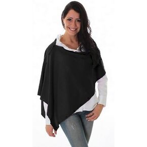 Simply Noelle Bordeaux Button Wrap Cape Shawl Scarf Black