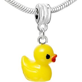 Sexy Sparkles Resin Yellow Duck Dangle Charm Pendant For European Snake Chain Bracelets
