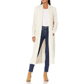 Cable Stitch Women's Open Placket Long Cardigan - Open Front Long Sleeve Sweater Coat with Pockets
