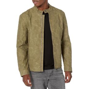 GUESS Men's Faux Leather Biker Jacket