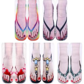 Moyel مضحك الوجه بالتخبط الجوارب للنساء لطيف متعة مانيكير طباعة الجوارب هدايا هفوة للنساء مضحك في عيد الميلاد عيد ميلاد غير تقليدي مجنون الجوارب الجدة للنساء in Kuwait