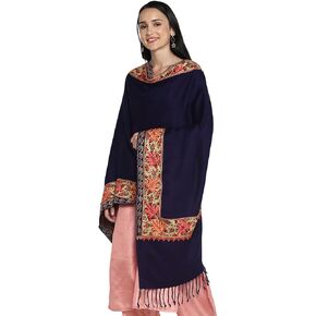 Zamour Women Embroidered Large Scarf Wrap Faux Pashmina Wool, Indian Kashmiri Oversized Scarves Wraps Stole Shawl for Winter in Kuwait