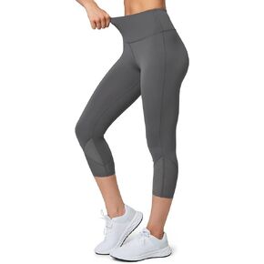 Yvette Capri Leggings High Waisted Mesh Splicing Workout Leggings Butt Lifting Tummy Control Workout Leggings for Women