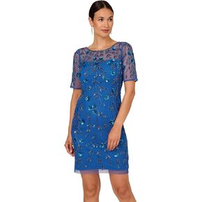 Adrianna Papell Women's Beaded Floral Short Dress