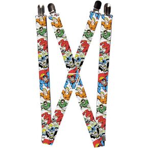 Buckle-Down Suspenders-Justice League Superheroes Close-up