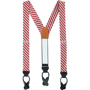 Trafalgar The Griswold Striped Herringbone Silk Button End Braces
