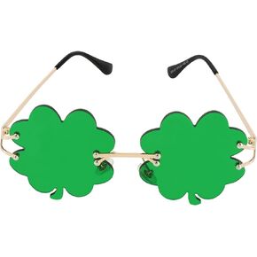 MoKo Costume Glasses, Four Leaf Clover and Shamrock Shape Costume Glasses Eyeglasses for Festival St. Patrick's Day