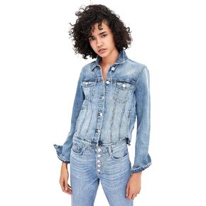 Khanomak Classic Denim Jean Buttoned Front Long Sleeve Basic Collar Cotton Jacket