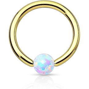 Pierced Owl - 16GA Surgical Steel Synthetic Opal Captive Bead Ring