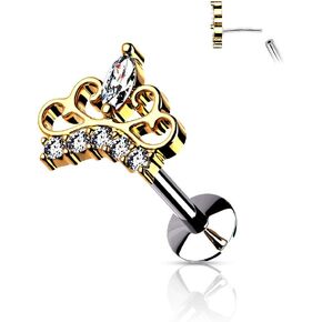 تاج مرصوف بقياس 16 من تشيكوسلوفاكيا بدون خيوط علوية 316L من الفولاذ الجراحي على شكل لابريت، ترصيع خلفي مسطح لغضروف الأذن والأنف in Kuwait