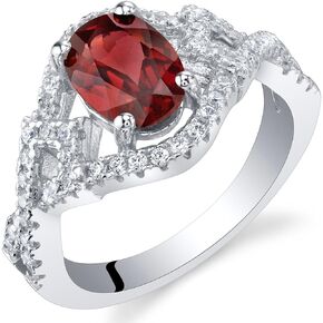 PEORA 925 Sterling Silver Lace Ring for Women Various Gemstones Oval Shape Sizes 5 to 9