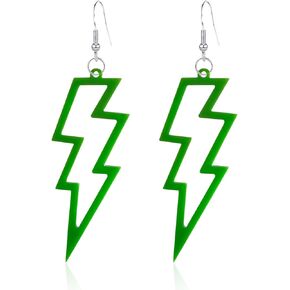Acrylic Hollow Lightning Bolt Dangle Earrings 80s 90s Lightweight Vintage Acrylic Hollow Lightning Bolt Neon Dangle Drop Earrings for Women Girls 80's Retro Party Jewelry Gifts