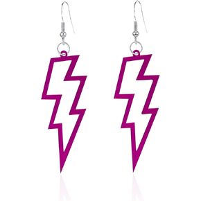 Acrylic Hollow Lightning Bolt Dangle Earrings 80s 90s Lightweight Vintage Acrylic Hollow Lightning Bolt Neon Dangle Drop Earrings for Women Girls 80's Retro Party Jewelry Gifts in Kuwait