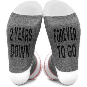 2nd Anniversary Socks Gift for Her, 2 Years Down Forever To Go, Women Socks Size 5.5-11, Novelty Anniversary Socks Gifts For Wife Girlfriend on Birthday Thanksgiving Christmas Day - A83