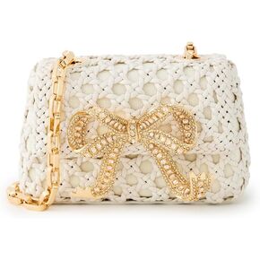 Self Portrait Women's Cream Woven Leather Micro Bag in Kuwait