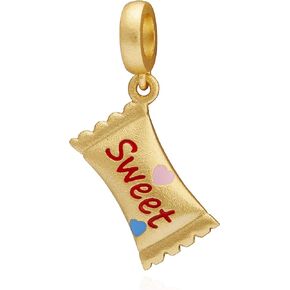 Gold Plated Candy Charms 925 Sterling Silver Sweet Heart Charms Fits Pandora European Bracelet