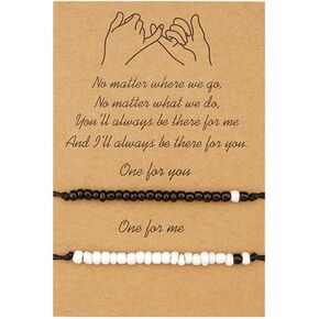 Pinky Promise Bracelet for Couples Fiance Gifts for Couple Bracelets for Boyfriend and Girlfriend Gf Gifts for Your Bf Mother Son Bracelets Set for 2