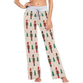 Fisyme Pajama Pants for Women Pjs Bottoms Drawstring Wide Leg Jogger Lounge Yoga Sweat Pants