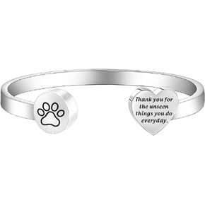SEIRAA Dog Lovers Paw Print Cuff Bangle Thank You for the Unseen Things You Do Everyday Vet Tech Student Gifts Veterinary Technician Appreciation Jewelry