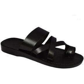 Men's Biblical Jesus Sandals Natural Genuine Camel Leather Toe Loop Handmade From Jerusalem Flip Flops Brown Black Holy Land