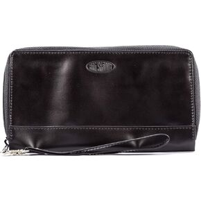 Big Skinny Women's Panther Leather Clutch Slim Wallet, Holds Up to 40 Cards