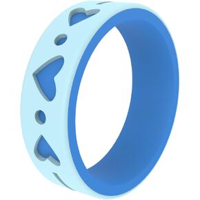 ROQ Silicone Rubber Wedding Ring for Women, Comfort Fit, Women's Wedding Band, Breathable Rubber Engagement Band, 6mm Wide 2mm Thick, Duo, Multi Colors and Sizes