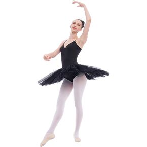 IBAKOM Ballet Leotard for Women Platter Tutu Swan Lake Ballerina Costume Dance Leotard Hard Organdy Pancake Tulle Tutu