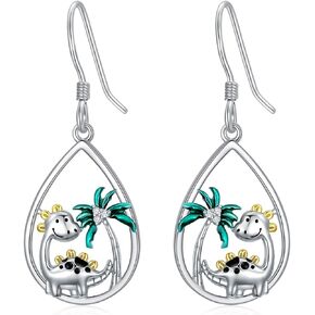 ROMANTIC WORK Butterfly/Bee/Lotus/Frog/Mushroom/Dinosaur/Starfish Earrings 925 Sterling Silver Moonstone Crystal Dangle Earrings Birthday Jewelry Gifts for Women