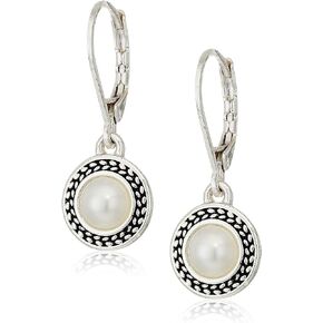 Napier Women's Silvertone and White Pearl Drop Leverback Earrings