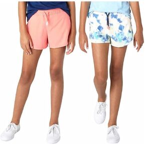 Eddie Bauer Youth Girl's 2 Pack UPF 30 Quick-Dry Lined Active Shorts (as1, Alpha, s, Regular, Coral Reef, Small(7/8))