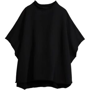 Women's 3/4 Batwing Sleeve Pullover Tops Oversized Funnel Neck Capelet Casual Workout Sweatshirts