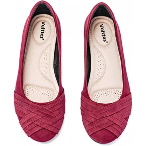 Veittes Women's Wide Width Flat Shoes, Comfortable Casual Round Toe Classy Design Ballet Flats. in Saudi Arabia