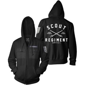 Ripple Junction Attack on Titan Men's Authentic Full Zip-Up Sweatshirt w/Chest Pockets Epaulettes Officially Licensed