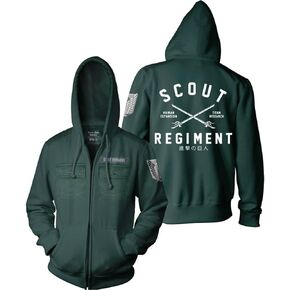 Ripple Junction Attack on Titan Men's Authentic Full Zip-Up Sweatshirt w/Chest Pockets Epaulettes Officially Licensed
