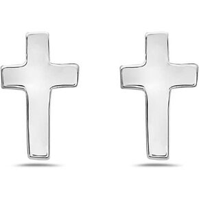 LaTisoro Sterling Silver Cross Stud Earrings in Plain Silver - Simple yet elegant