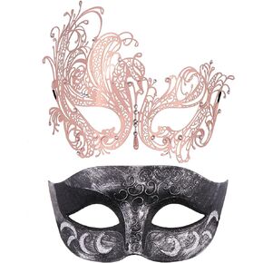 Thmyo 2 Pack Couple's Masquerade Mask Venetian Carnival Mardi Gras Ball Mask