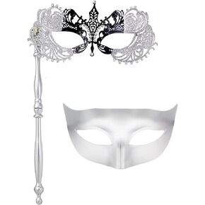 IETANG Couple Pair Venetian Masquerade Ball Masks Set Party Costume Mask